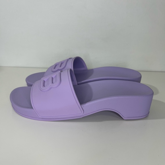 Balenciaga BB Logo Rubber Pool Wedge Slide Sandal Clog Heels - Picture 8 of 10
